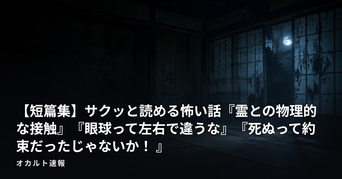 【短篇集】サクッと読める怖い話『霊との物理的な接触』『眼球って左右で違うな』『死ぬって約束だったじゃないか！ 』