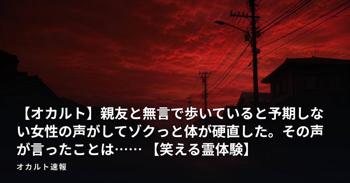 【オカルト】親友と無言で歩いていると予期しない女性の声がしてゾクっと体が硬直した。その声が言ったことは…… 【笑える霊体験】