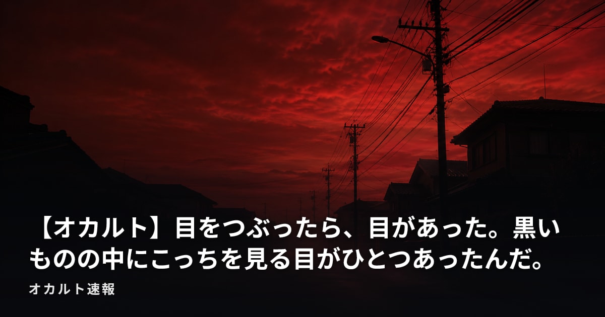 【オカルト】目をつぶったら、目があった。黒いものの中にこっちを見る目がひとつあったんだ。