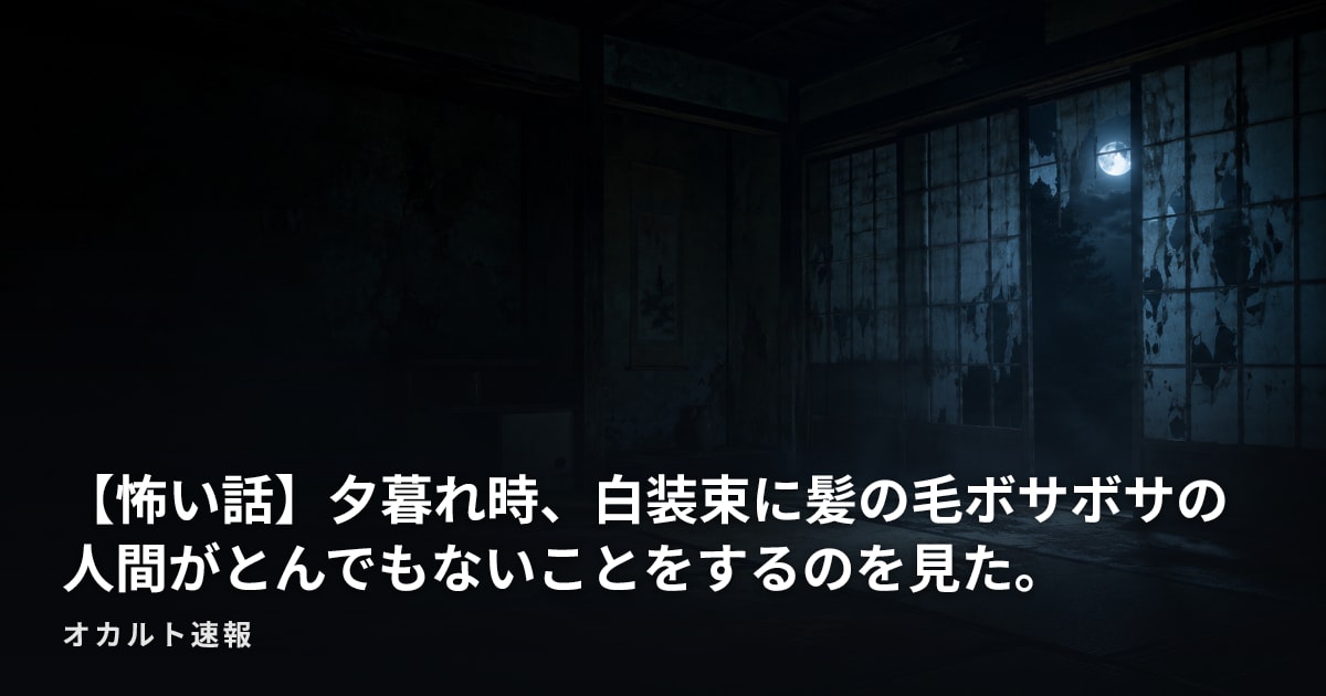 【怖い話】夕暮れ時、白装束に髪の毛ボサボサの人間がとんでもないことをするのを見た。
