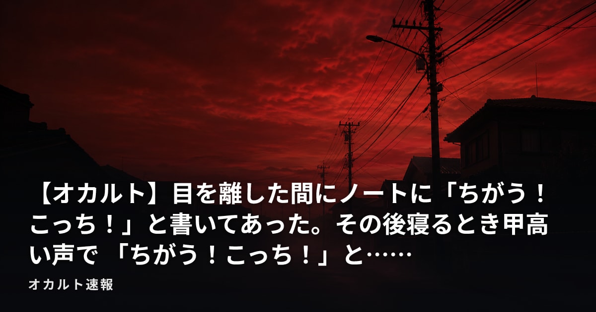 【オカルト】目を離した間にノートに「ちがう！こっち！」と書いてあった。その後寝るとき甲高い声で  「ちがう！こっち！」と……