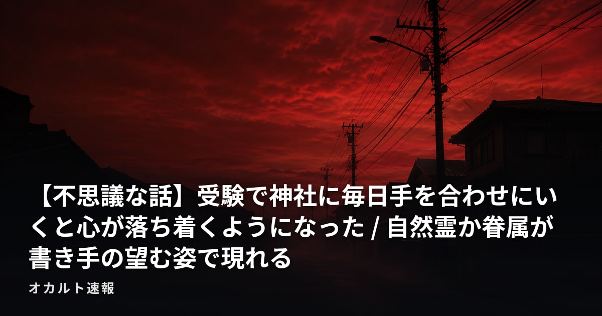 【不思議な話】受験で神社に毎日手を合わせにいくと心が落ち着くようになった / 自然霊か眷属が書き手の望む姿で現れる