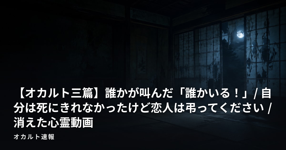 【オカルト三篇】誰かが叫んだ「誰かいる！」/ 自分は死にきれなかったけど恋人は弔ってください / 消えた心霊動画