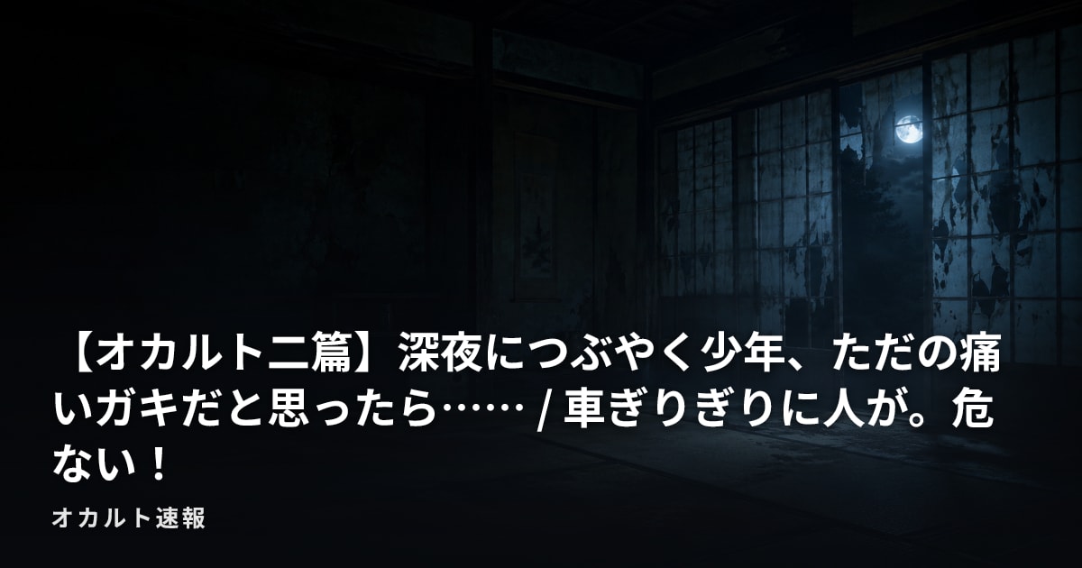 【オカルト二篇】深夜につぶやく少年、ただの痛いガキだと思ったら…… / 車ぎりぎりに人が。危ない！