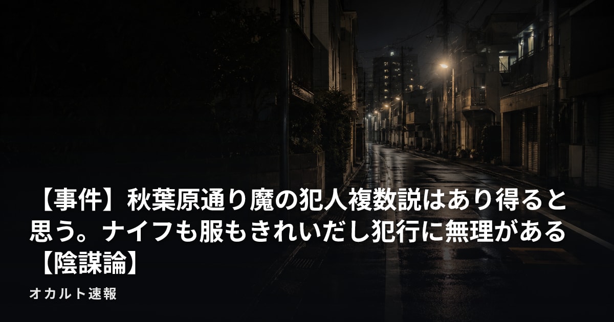 【事件】秋葉原通り魔の犯人複数説はあり得ると思う。ナイフも服もきれいだし犯行に無理がある【陰謀論】