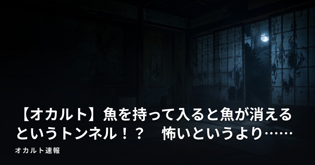 【オカルト】魚を持って入ると魚が消えるというトンネル！？　怖いというより……