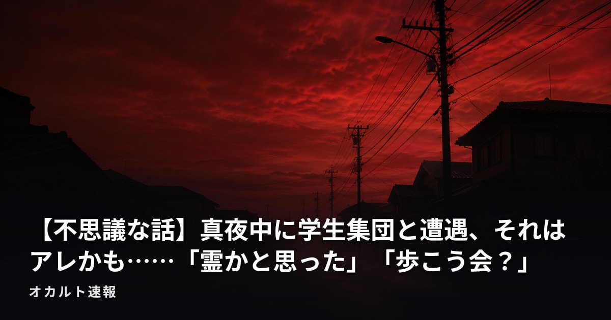 【不思議な話】真夜中に学生集団と遭遇、それはアレかも……「霊かと思った」「歩こう会？」
