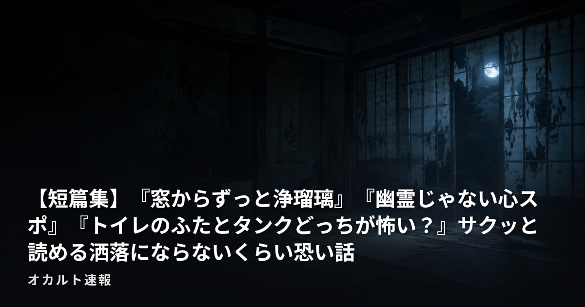【短篇集】『窓からずっと浄瑠璃』『幽霊じゃない心スポ』『トイレのふたとタンクどっちが怖い？』サクッと読める洒落にならないくらい恐い話