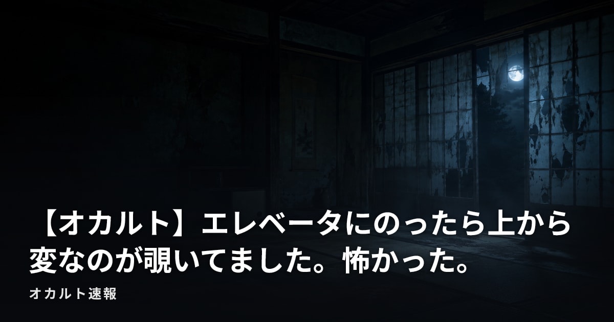 【オカルト】エレベータにのったら上から変なのが覗いてました。怖かった。