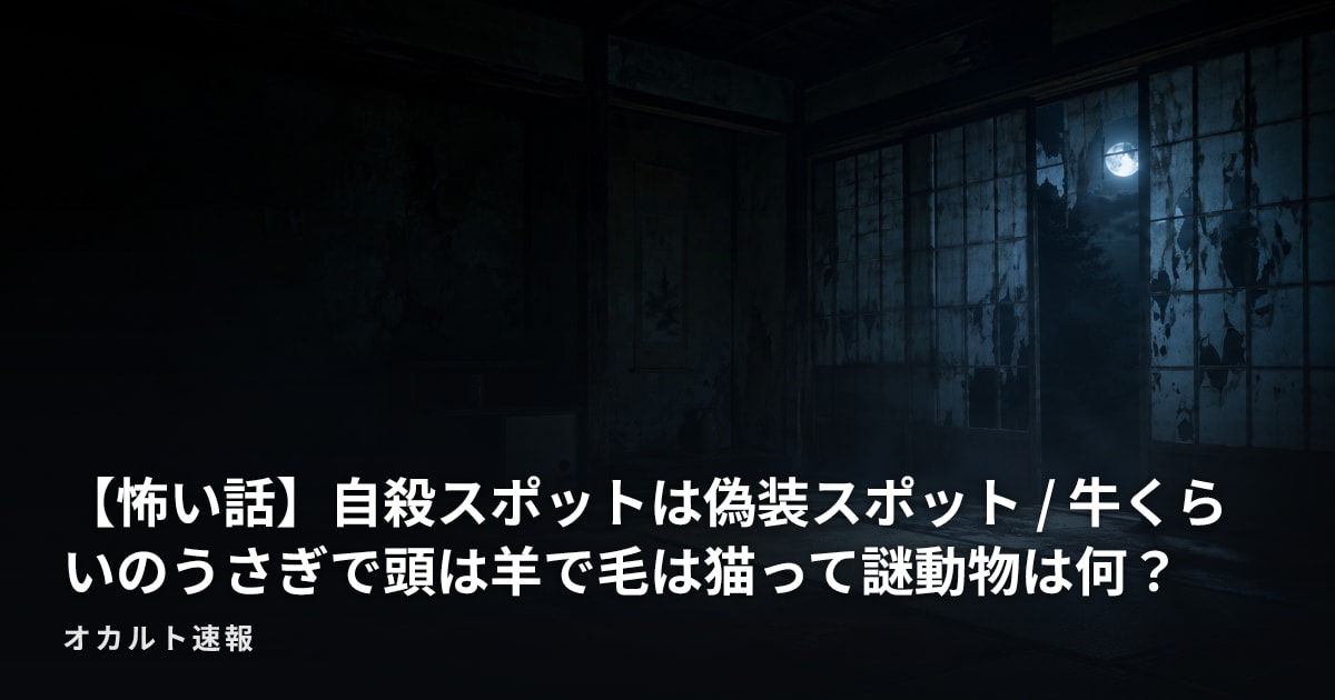 【怖い話】自殺スポットは偽装スポット / 牛くらいのうさぎで頭は羊で毛は猫って謎動物は何？