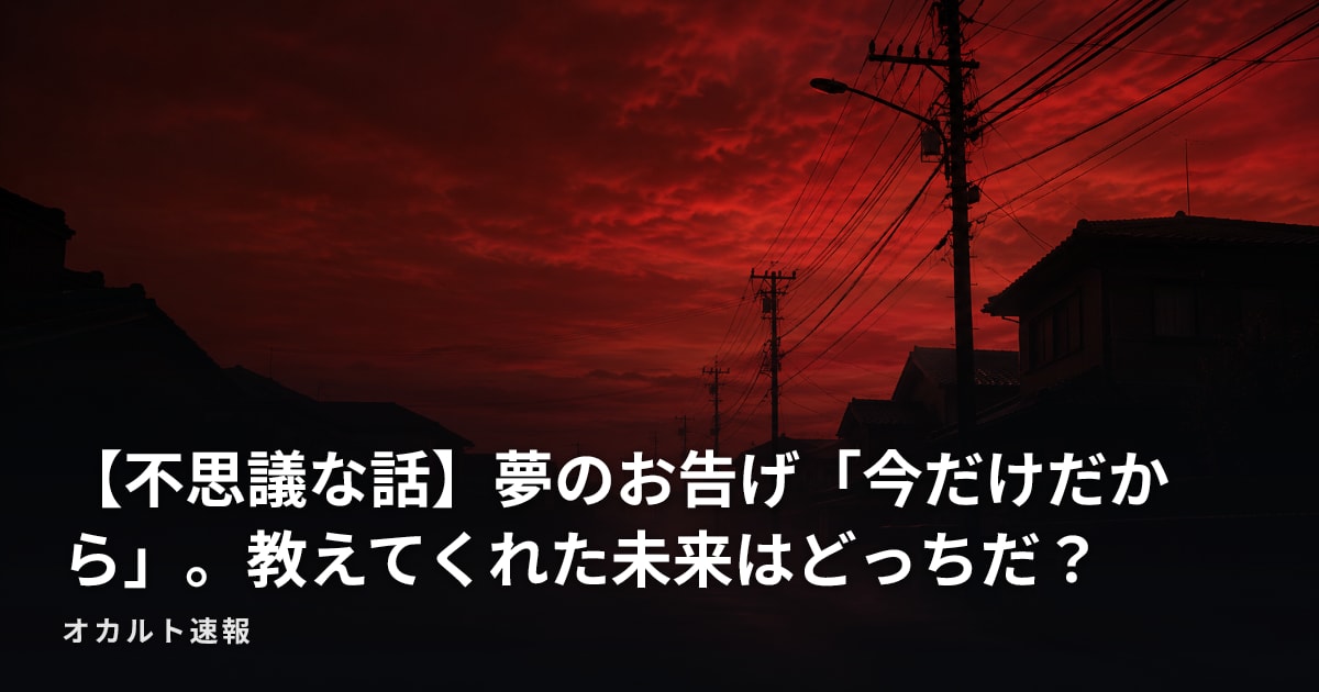 【不思議な話】夢のお告げ「今だけだから」。教えてくれた未来はどっちだ？